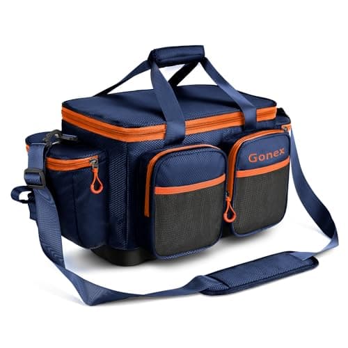 Gonex Fishing Tackle Bag, Soft Tackle Bag with Water-Resistant Material for Saltwater or Freshwater Fishing, Fishing Gear Storage Suitable for 3700 3600 Tackle Box, Medium Blue image