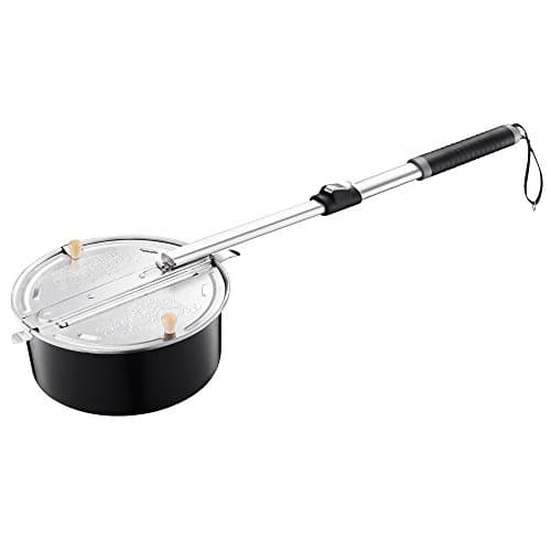 Campfire Popcorn Popper - Old Fashioned Popcorn Maker with Telescoping Handle - Camping Gear by Great Northern Popcorn (Black) image