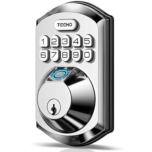 TEEHO TE002 Fingerprint Door Lock - Keyless Entry Door Lock - Electronic Keypad Deadbolt - Smart Locks for Front Door - Auto Lock - Easy Installation - Satin Nickel image