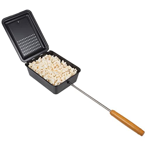 Campfire Popcorn Popper - Old Fashioned Popcorn Maker with Nonstick Finish and Extended Handle - Camping Gear by Great Northern Popcorn (Black) image