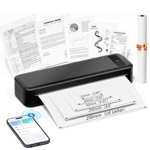 Portable Printers Wireless for Travel, Inkless Thermal Printer, Bluetooth Mobile Compact Printer Support 8.5" X 11" US Letter & A4 Size image