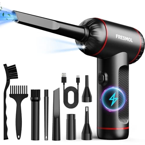 Compressed Air Duster, 3 Gear Adjustable 100000RPM Electric Air Duster, Rechargeable Cordless Air Blower with LED Light for Computer Keyboard Electric Devices Cleaning. Replaces Compressed Air Cans image
