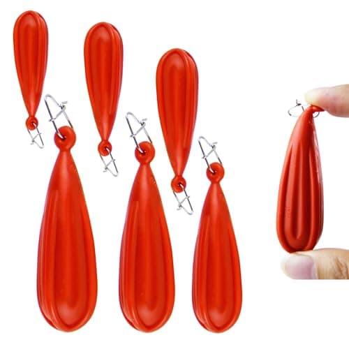 Abvsdu 6 PCS Fishing Practice Plugs - 6 Mixed Sizes Orange Bait Casting Practice Plug, Suitable for Children to Improve Throwing Skills (1/5 oz, 1/4 oz, 3/8 oz, 2/5 oz, 1/3 oz, 3/4 oz) image