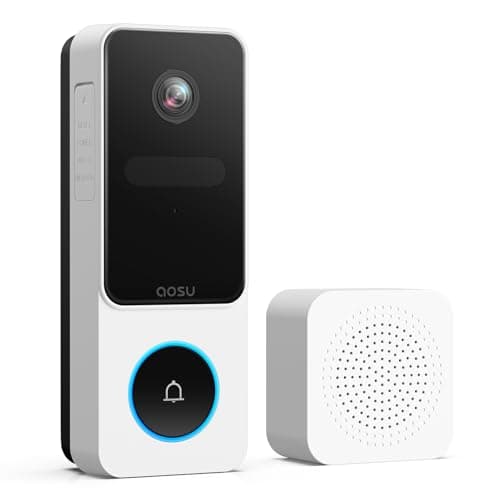 AOSU Doorbell Camera Wireless - Head-to-Toe View, Intelligent Package Detection, 2.4G Wi-Fi Video Doorbell with Chime, No Monthly Fees, Smart Human Detection, Works with Alexa and Google Assistant image