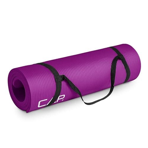 CAP Barbell High Density Exercise Yoga Mat with strap, 68"x24" 12mm - Wine image