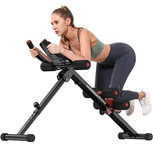 FLYBIRD Ab Workout Equipment, Adjustable Ab Machine Full Body Workout for Home Gym, Strength Training Exercise Equipment for Body Shaping Foldable Waist Trainer Suitable for Beginner Red image