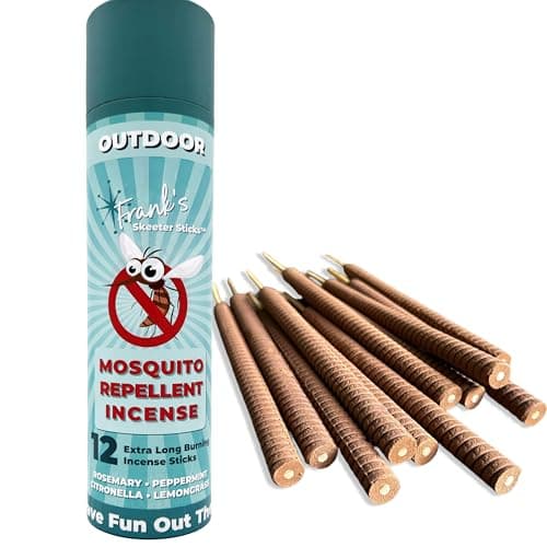 FRANK's SKEETER STICKS | Mosquito Repellent Incense Sticks, Proven, Clean Ingredients Citronella, Lemongrass, Rosemary, Peppermint oils. Perfect for Yard, Camping, Party. Each Stick Protects for 8hrs. image