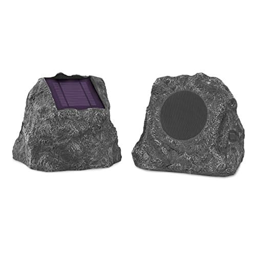 Victrola Outdoor Rock Speaker Pair - Wireless Bluetooth, for Garden, Patio, Built all Seasons & Solar Powered with Rechargeable Battery, Music Streaming Charcoal image