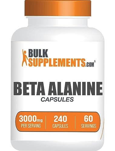 BulkSupplements.com Beta Alanine Capsules - Beta Alanine Supplement, Beta Alanine Pills, Beta Alanine 3000mg - Gluten Free, 4 Capsules per Serving, 240 Capsules (Pack of 1) image