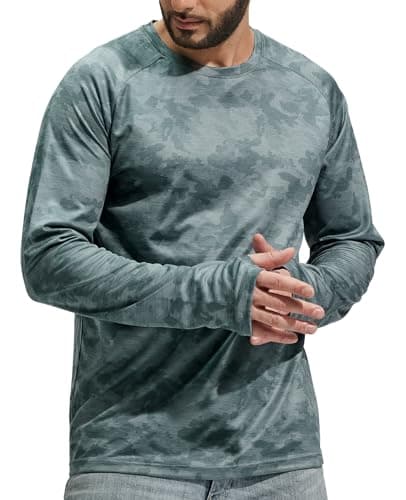 MIER Camo Shirts for Men Long Sleeve Dry Fit Sun Protection Camouflage Fishing Hiking Running Tee Shirts image