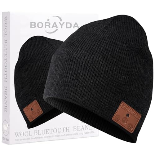 BORAYDA Merino Wool Bluetooth Beanie, Bluetooth 5.2 HD Stereo, 24 Hours Play Time image