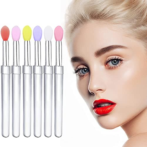 Lip Brush, 6PCS Silicone Lip Applicator Reusable Lip Mask Applicator, Silicone Lip Brush Retractable Lip Gloss Balm Applicator Eyeshadow Lip Scrub Brush Applicator Lip Applicators Disposable image