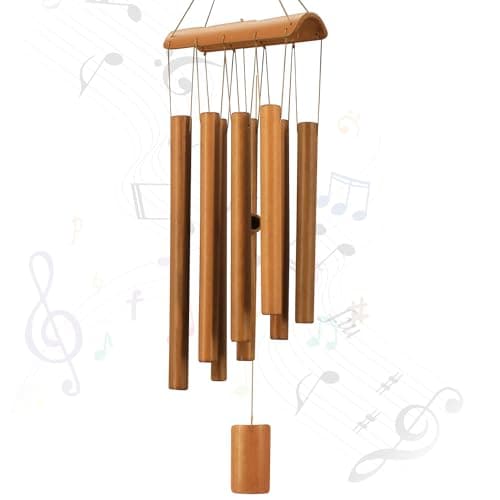 VIREKM Wind Chimes for Outside, Sympathy Wind Chimes Bamboo Windchimes Outdoors with Natural Sounds, Gifts for Mom, Indoor Outdoor Decorations for Patio Porch Garden and Backyard image