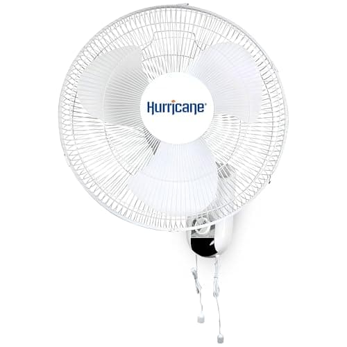Hurricane Wall-Mount Fan, Quiet 90-Degree Oscillating Fan with 3 Speeds, 16" Classic image