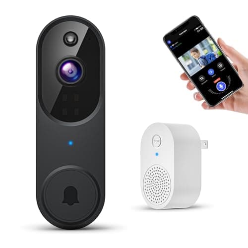 HopeFlex 1080P Smart Wireless Video Doorbell Camera with Chime, Night Vision, Real-Time Alerts, AI Human Detection, 2.4G WiFi, Two-Way Talk, Cloud Storage, Battery Rechargeable, Weather-Resistant image