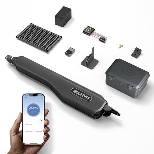 ZUMI Automatic Solar Gate Opener, App Control Swing Gate Opener for Gates up to 1100lb 20ft, Electric Gate Opener with Remote Control, Smart Gate Opening System for Home Driveway Garden image