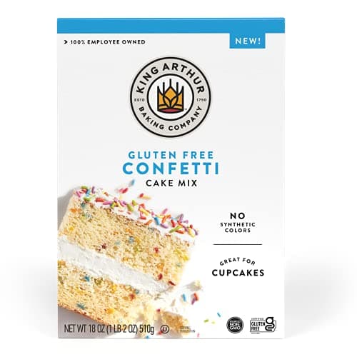 King Arthur Gluten Free Confetti Cake Mix: Delicious Birthday Baking Made Easy - 18 oz Box for Cakes, Cupcakes, and Desserts - Natural Colors, No Synthetic Flavors or Preservatives image