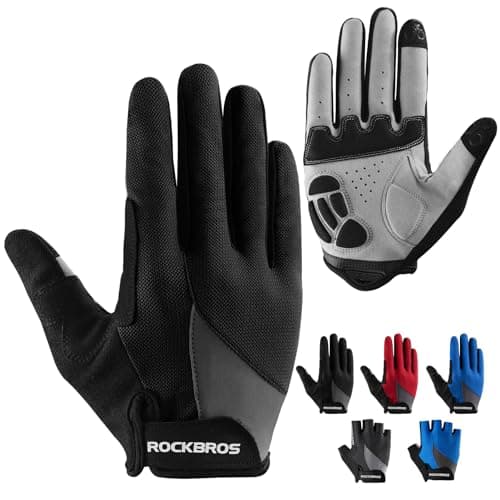 ROCKBROS Cycling Gloves for Men Women - Breathable Gel Pad Road Mountain Bike Gloves - Touch Screen Anti-Slip MTB Gloves for Cycling Workout Outdoor Sports image