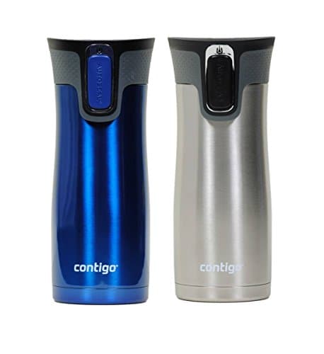 Contigo West Loop Stainless Steel Vacuum-Insulated Travel Mug with Spill-Proof Lid, 16 Ounces, Monaco; Stainless Steel, 2-Pack image
