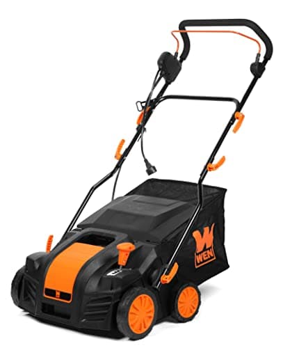 WEN DT1516 16-Inch 15-Amp 2-in-1 Electric Dethatcher and Scarifier with Collection Bag, Black image