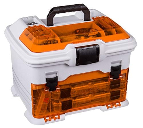 Flambeau Outdoors T4P Pro Multiloader Tackle Box - Portable Fishing Lure Organizer Station With Zerust Anti-Rust Technology, Includes 5 Removable Tuff Tainer Tackle Boxes, White/Orange image
