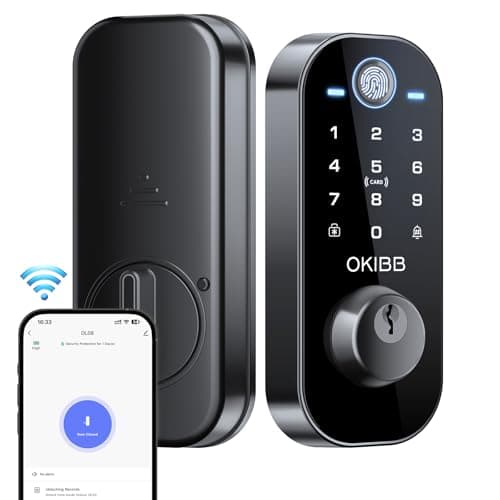 Smart Lock with Built-in Wi-Fi App Remote Control, OKIBB Fingerprint Door Lock image