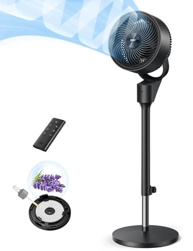 Dreo Fan for Bedroom, 80° Oscillating Standing Fan, 25dB Quiet, 80ft Pedestal Fans for Home Office, 90° Manual Vertical, 3 Speeds, Remote, 34-41" Adjustable Height, Air Circulator image