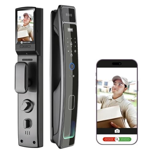 We Technology 3D Face Recognition Smart Door Lock with Camera, WiFi, Fingerprint, Passcode, IC Card & Key, Video Doorbell, Keyless Mortise Lock for Front Door, Compatible with Usmart App image