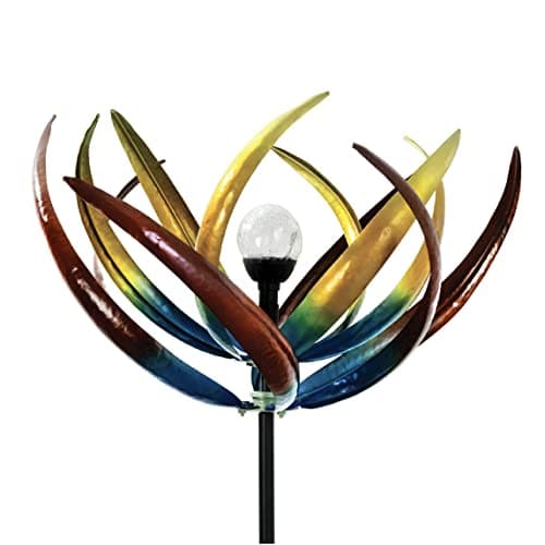 Bits and Pieces - 74" Multi-Color Tulip Wind Spinner - Yard Decorations - Solar Powered Glass Ball - Garden Decoration - Tulip Yard Art image