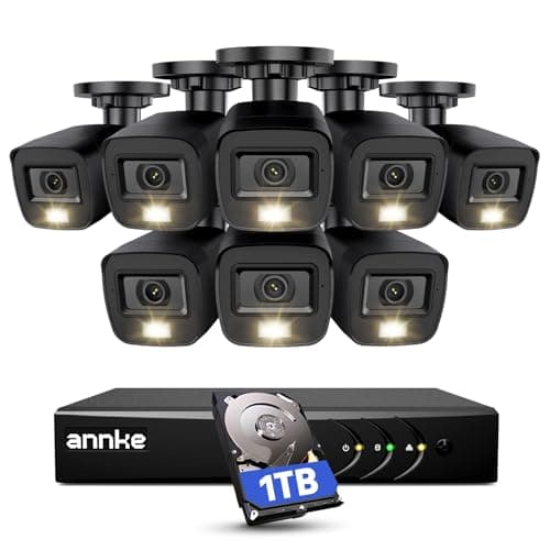 ANNKE 3K Lite Security Camera System Outdoor with AI Human/Vehicle Detection, 8CH H.265+ DVR and 8 x 1920TVL 2MP IP67 Home CCTV Cameras with Smart Dual Light, Color Night Vision, 1TB Hard Drive - E200 image