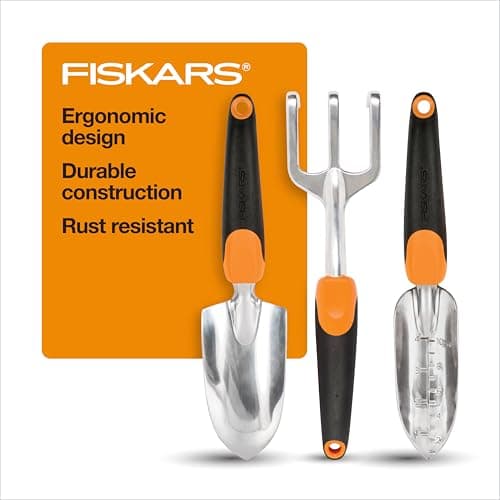 Fiskars 3-in-1 Garden Tool Set, Includes Trowel, Transplanter, and Cultivator for Outdoor Gardening, Ergonomic Yard Tool Kit image