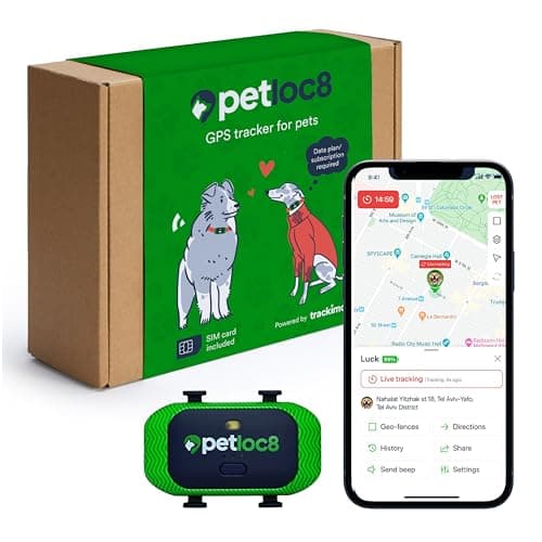 GPS Pet Tracker for Dogs by Petloc8 - Dog Tracker Fits on Your Pets Collar, Long Battery Life, Water-Resistant, Geofencing and Pet Location History, Subscription is Required image