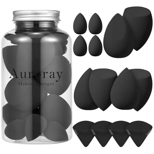14 Pcs Makeup Sponge Set, Beauty Sponges Blender with 4 Pcs Powder Puff and 4 Pcs Mini Make up Sponges for Liquid,Foundation,Powder,Concealer,Cream (Black) image