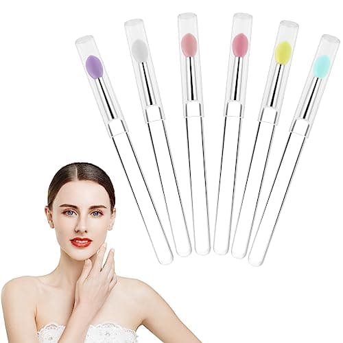 6 PCS Silicone Lip Brush - Yoizyfree Lip Brushes Reusable Lip Mask Applicators Lip Gloss Brush Lipstick Brush Makeup Applicator Beauty Tool Kits for Lipsticks,Lip Gloss,Lip Balm image