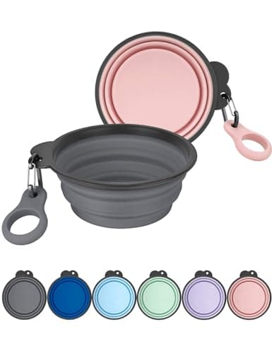 Aonkey Collapsible Dog Bowls with Bottle Carrier, 2 Pack Travel Dog Water Bowl Upgraded Carabiner, One-Piece Molded Rim No Fall Off or Crack, Foldable Silicone Portable for Pets Walking Hiking 15oz image