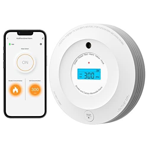 AEGISLINK Wi-Fi Combination Smoke and Carbon Monoxide Detector with LCD Display & Replaceable Battery, Compatible with TuyaSmart & Smart Life App, SC-WF240 image