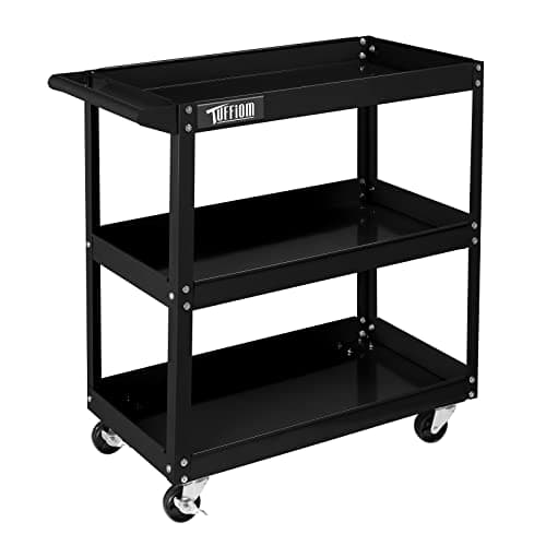 TUFFIOM 3 Tier Rolling Tool Cart, 330 Lbs Capacity, with Ergonomic Handle, Black image