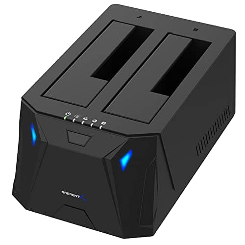 SABRENT USB 3.0 to SATA I/II/III Dual Bay External Hard Drive Docking Station for 2.5 or 3.5in HDD, SSD with Hard Drive Duplicator/Cloner Function [20+TB Support] (EC-HD2B) image