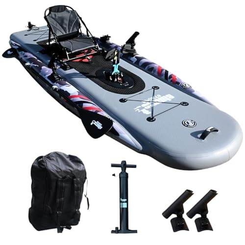 Inflatable Fishing Kayak for Adults - 1 Person, Pedal Drive, Folding, with Movable Seat, Hand Pump & Paddle & Oxford Bag, 410lbs Capacity image