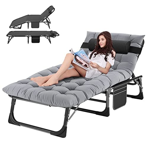 ABORON Chaise Lounge Chair,5 Positions Padded Outdoor Tanning Chair,Heavy Duty Portable Lounge Chair for Outdoor Sunbathing Patio Pool Lawn Deck Poolside,Support up to 440 Lbs image