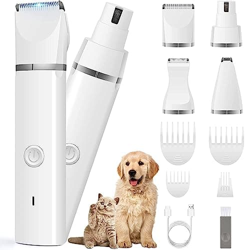 Veeconn Dog Clippers Grooming Kit Hair Clipper-Low Noise Paw Trimmer- Rechargeable - Cordless Quiet Nail Grinder Shaver for Cats and Other Pets image
