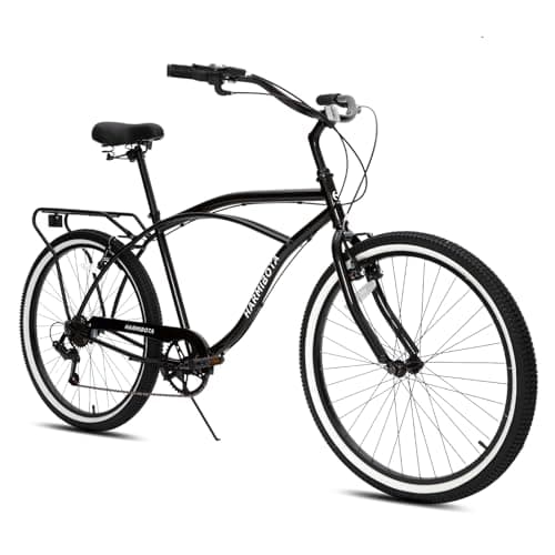 esheno Adult Beach Cruiser Bike, Beach Cruiser Bike for Men with 7 Speeds Drivetrain, Adult Bicycles for Men, Good Stability, Smooth Riding Cruiser Bicycle for Rider 5’-7’ image