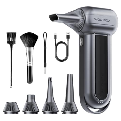 WOLFBOX MF100 Electric Air Duster-150000RPM Super Power Cordless Air Duster, Rechargeable Brushless Motor Durable Blower, 3-Gear Adjustable Dust Blower for Computer, Keyboard, Outdoor, House and Car image