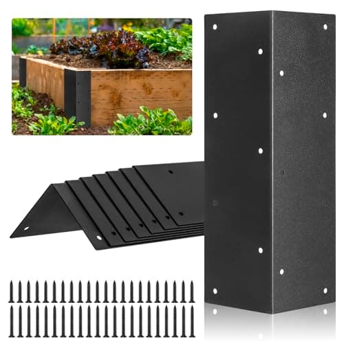 Set of 8 Raised Garden Bed Corner Brackets with Wood Screws for 20"-24" Bed, Rust Resistant Raised Bed Corners Metal Connectors 11" x 3" x 3" for Vegetable Planter Garden image