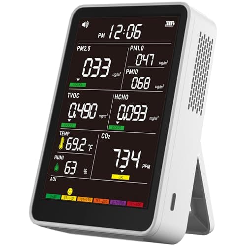 Prefessionall Indoor Air Quality Monitor with AQI Beep Alarms, Portable Real-Time Detector for Home Cars Plants and Pets (9AQI+7 AQI Alert Buzzers) image