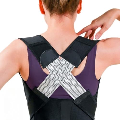 WEEOATAR Elastic Posture Trainer,Upper Back Brace,Posture Corrector with Magic Stickers Easy to Use,Adjustable Back Straightener Brace,Posture Corrector Strap for Adults and Kids(Black1,M) image