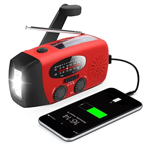 Emergency Hand Crank Radio with LED Flashlight for Emergency, AM/FM NOAA Portable Weather Radio with 2000mAh Power Bank Phone Charger, USB Charged & Solar Power for Camping, Emergency image