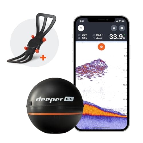 Deeper PRO Smart Sonar Fish Finder Bundle – Castable Wi-Fi Fish Finder with Smartphone Mount for Fishing Rod | Portable Depth Finder for Bank, Boat, Kayak, Ice Fishing | GPS Mapping & App Compatible image