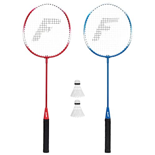Franklin Sports Badminton Racket + Birdie Set - Replacement Badminton Equipment for Kids + Adults - 2 Player Badminton Racket Set, Red/ White/ Blue image
