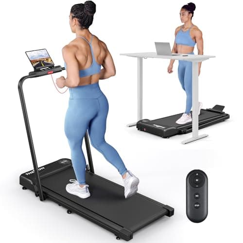 THERUN Walking Pad Treadmill, 2.5 HP Under Desk Treadmill, 2 in 1 Foldable Treadmill for Home, Walking Pad with Handle Bar, 15" Widened Running Belt, Treadmill with Remote Control & LED Touch Screen image